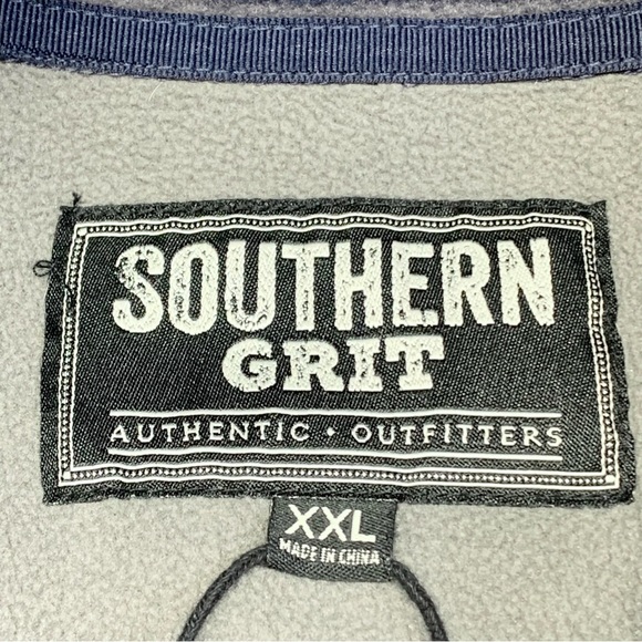 Southern Grit Men's Tundra Fleece 1/4 Snap Navy Blue Striped Pullover - Size XXL - Picture 14 of 15